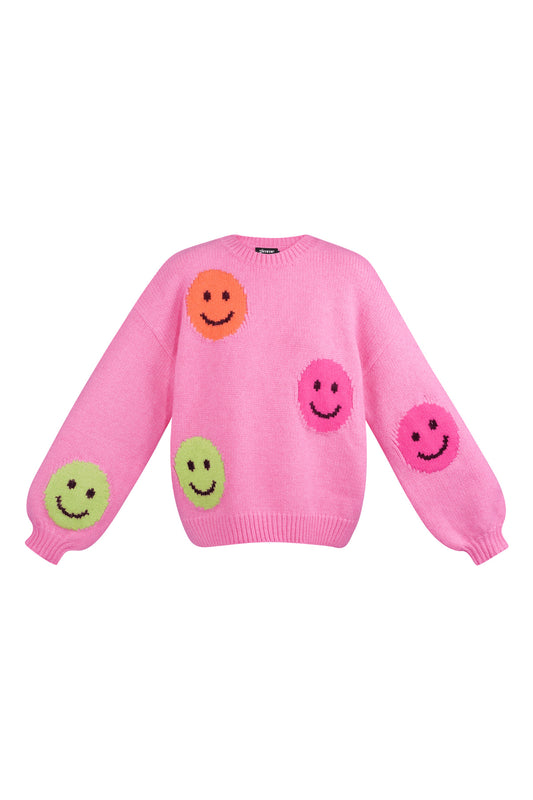 Smiley trui - roze