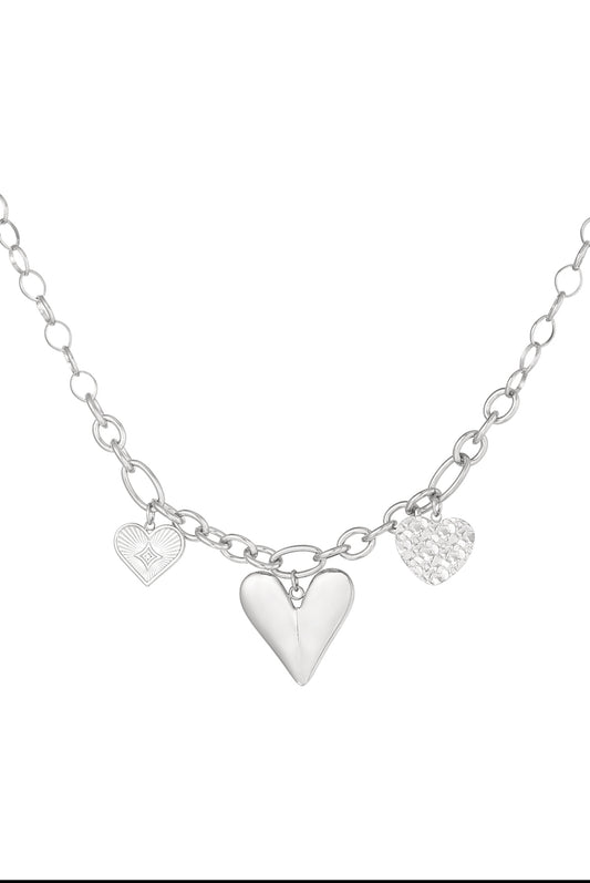 Triple heart ketting zilver